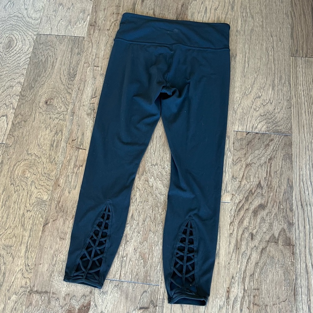 Athleta Lace Up Back Black Leggings, Size Small